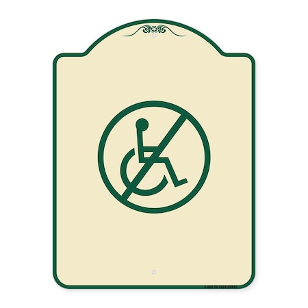 Signmission Designer Series No Handicap, Tan & Green Heavy-Gauge Aluminum Sign, 24" x 18", TG-1824-23846 A-DES-TG-1824-23846